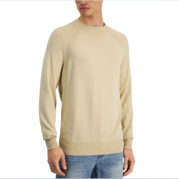 Alfani Mens Ribbed Raglan Sweater Pale Khaki XL - Picture 1 of 3